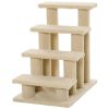 PawHut Pet Stairs 25 4-Step Durable Particle Board Carpeted Cat Dog Ladder Ramp Scratching Post Beige