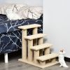 PawHut Pet Stairs 25 4-Step Durable Particle Board Carpeted Cat Dog Ladder Ramp Scratching Post Beige