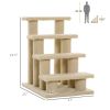 PawHut Pet Stairs 25 4-Step Durable Particle Board Carpeted Cat Dog Ladder Ramp Scratching Post Beige