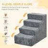 4-Step Dog Ramp for Sofa, Bed, and Couch, with Removable Cover, Light Grey