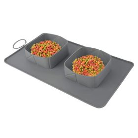 Pet Collapsible Dog Bowl, Foldable Expandable Silicone Travel Feeding Bowl (Color: Gray)