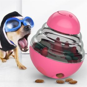 Dog Toys Food Ball Food Dispenser Training Balls Interactive Puppy Slow Feed Pet Tumbler (Color: Pink)
