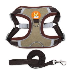 Dog Reflective Harnesses and Leash Set (colour: Brown, Specification (L * W): S)