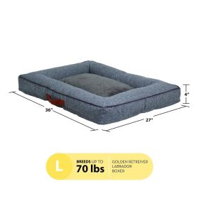 Large Comfort Orthopedic Bolster-Style Dog Bed (Actual Color: Gray)