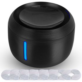 2.5L 84.54OZ Pet Water Fountain Smart Pet Drinking Fountain with LED Light 7 Pack Replaceable Filters (Color: Black)
