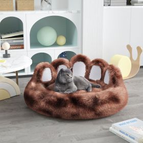 Cute Dog Bed Bear Paw Shape Pet Bed - Dog Beds & Furniture for Small and Medium Dogs (Color: Tie-dye deep coffee, size: M-70cm/28inch)